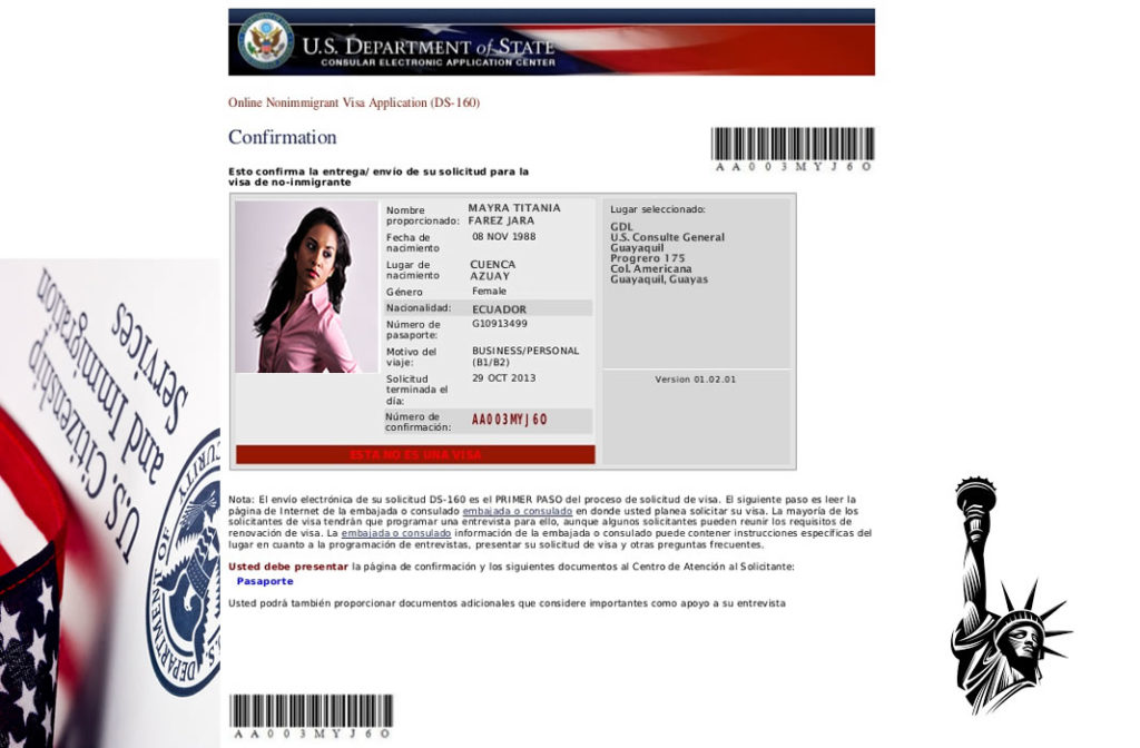 Formulario para Visa USA Estados Unidos